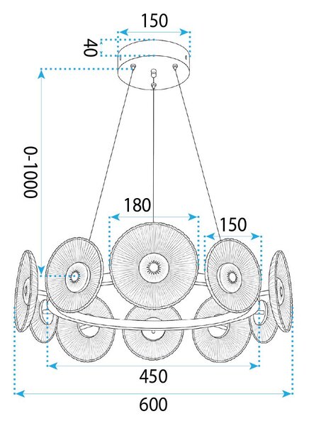 VISEĆA STROPNA LAMPA SWE071-CP 60cm GOLD