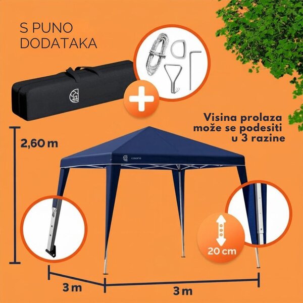 Party šator / paviljon CAPRI, 3x3 m, plavi Casaria
