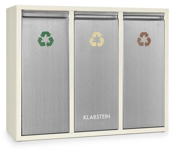 Klarstein ORDNUNGSHÜTTER 3, 45 L, KREM-BEŽ, KOŠ ZA SMEĆE, 3 X 15 L