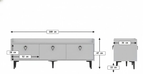 TV stolić PIENA 160 cm, bijeli