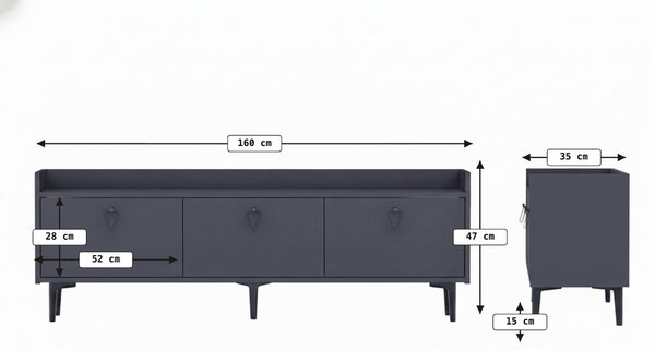 TV stalak PIENA 160 cm, antracitni