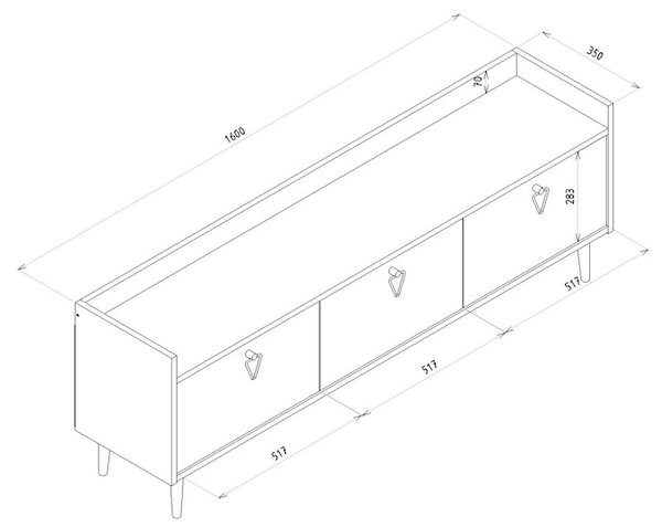 TV stolić PIENA 160 cm, bijeli