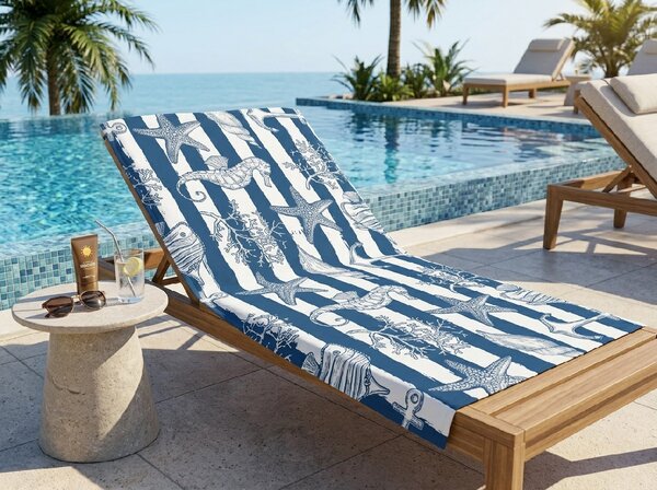 Brzhosušeći plažni ručnik NAUVIA plavo-bijela 70 x 140 cm, 100% mikrovlakana
