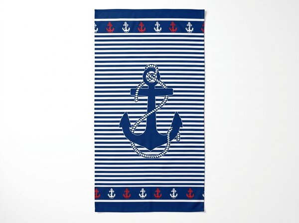Brzosušeći plažni ručnik MARITIMO plavo-bijeli 70 x 140 cm, 100% mikrovlakana