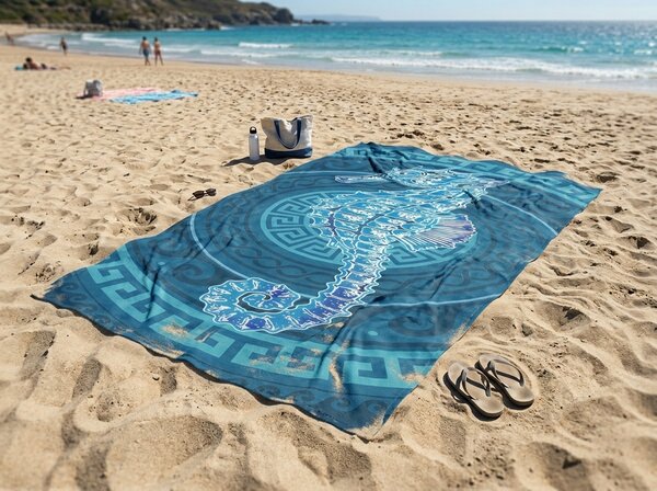 Brzosušeći XXL plažni ručnik HIPPORA plava 150 x 210 cm, 100% mikrovlakana