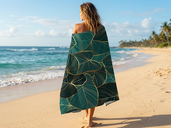 Rychlosušivi XXL plažni ručnik VERDARA zelena 150 x 210 cm, 100% mikrovlakana