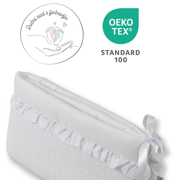 Magic Baby ogradica za krevetić s volanom Kjara, muslin pamuk, 180 cm - BOHO kolekcija