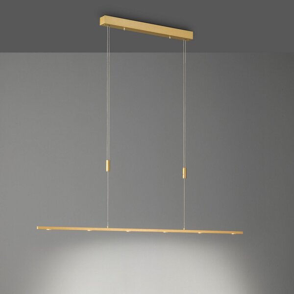 Quitani LED viseća svjetiljka Tolu, duljina 139 cm, mesing, prigušiva, Zlato / mjed, Dnevni boravak/blagovaonica, Metal