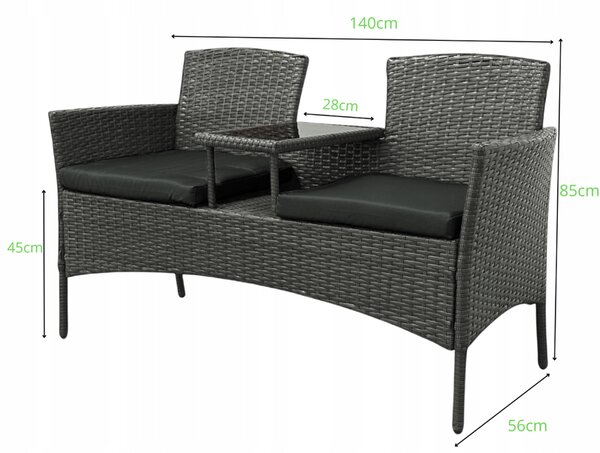 Vrtni set od ratana NM-03 - sivi + sivi jastuci