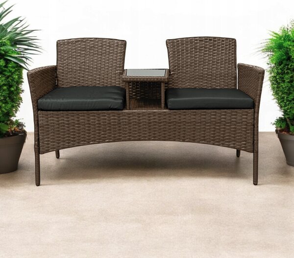 Vrtni set od ratana NM-03 - svijetlosmeđi + sivi jastuci