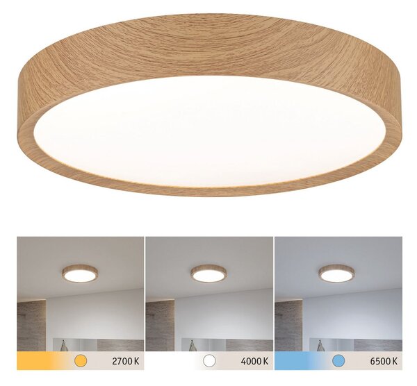 Paulmann Tega LED stropna svjetiljka IP44 CCT drvo, Drvo, kupaonica, Plastika