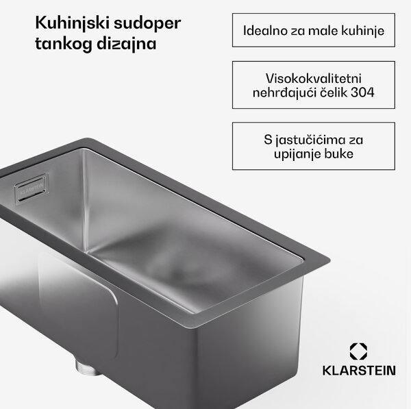 Klarstein TitanSteel kuhinjski sudoper 45 x 23 cm (DxŠ) s površinom otpornom na hrđu, ogrebotine i toplinu