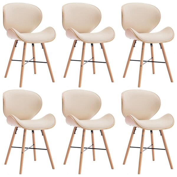 VidaXL Blagovaonske stolice od umjetne kože i drva 6 kom krem