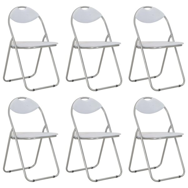 VidaXL Sklopive blagovaonske stolice od umjetne kože 6 kom bijele