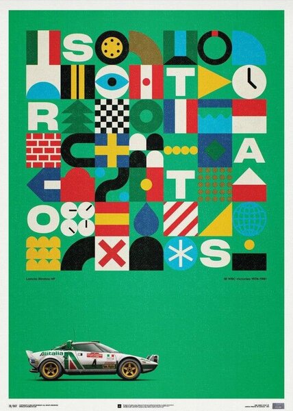 Umjetnički tisak Lancia Stratos HF - Green - Alitalia - 1974 - Limited Poster, Automobilist