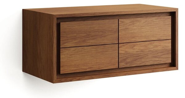Tamno smeđi zidni ormarić za ispod umivaonika od masivne tikovine 90x40 cm Kenta – Kave Home