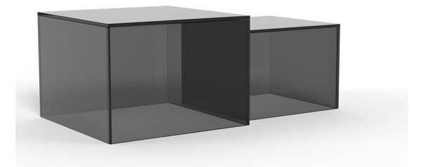 Sivi stakleni stolići za kavu u setu 2 kom 50x50 cm Dice – Actona