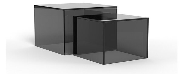 Sivi stakleni stolići za kavu u setu 2 kom 50x50 cm Dice – Actona