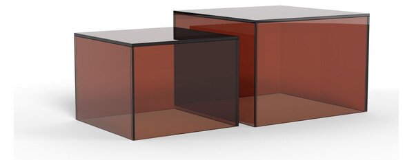 Smeđi stakleni stolići za kavu u setu 2 kom 50x50 cm Dice – Actona