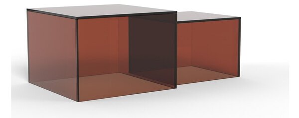 Smeđi stakleni stolići za kavu u setu 2 kom 50x50 cm Dice – Actona