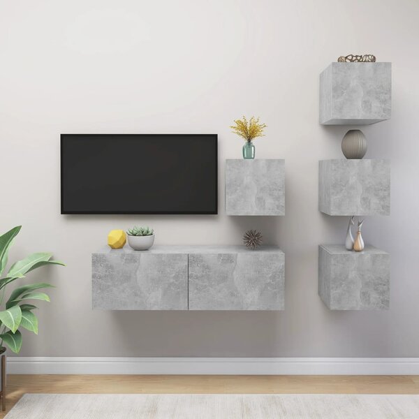 VidaXL 5-dijelni set TV ormarića siva boja betona od iverice