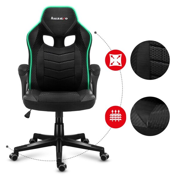 Gaming stolica Fusion 2.5 (crna + šarena) (s LED rasvjetom)