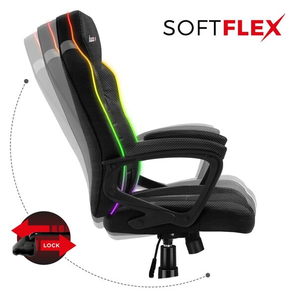 Gaming stolica Fusion 2.5 (crna + šarena) (s LED rasvjetom)