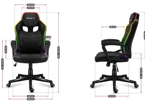 Gaming stolica Fusion 2.5 (crna + šarena) (s LED rasvjetom)