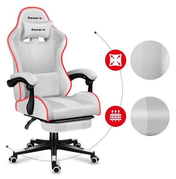 Gaming stolica Fusion 4.7 (bijela + šarena) (s LED rasvjetom)
