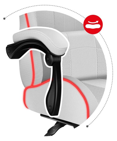 Gaming stolica Fusion 4.7 (bijela + šarena) (s LED rasvjetom)