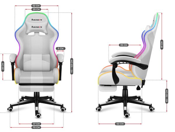 Gaming stolica Fusion 4.7 (bijela + šarena) (s LED rasvjetom)