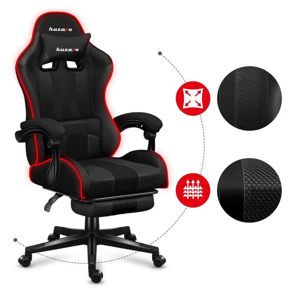 Gaming stolica Fusion 4.7 (crna + šarena) (s LED rasvjetom)