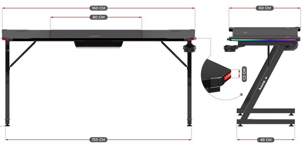 Zondo.hr PC stolić Hyperion 4.8 (crna + šarena) (s LED rasvjetom). Akcija -21%. 1087508