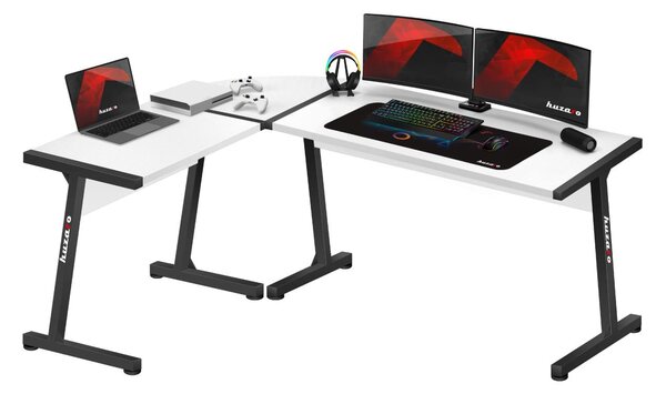Kutni PC stolić Hyperion 6.0 (crna + bijela)