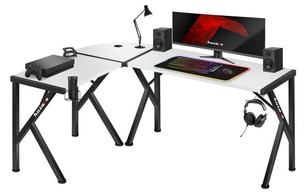 Kutni PC stolić Hyperion 6.3 (crna + bijela)