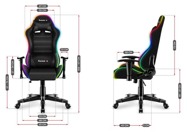 Zondo.hr Dječja gaming stolica Rover 6 (crna + šarena) (s LED rasvjetom). Akcija -20%. 1087549
