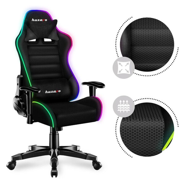 Zondo.hr Dječja gaming stolica Rover 6 (crna + šarena) (s LED rasvjetom). Akcija -20%. 1087549