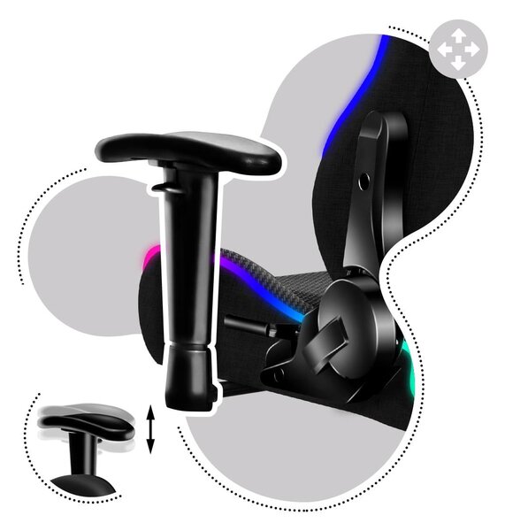 Zondo.hr Dječja gaming stolica Rover 6 (crna + šarena) (s LED rasvjetom). Akcija -20%. 1087549