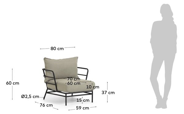 Bež vrtna stolica s metalnom konstrukcijom Kave Home Mareluz