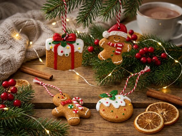 Set od 4 kom božićnih ukrasa COOKIE CHRISTMAS 6 cm