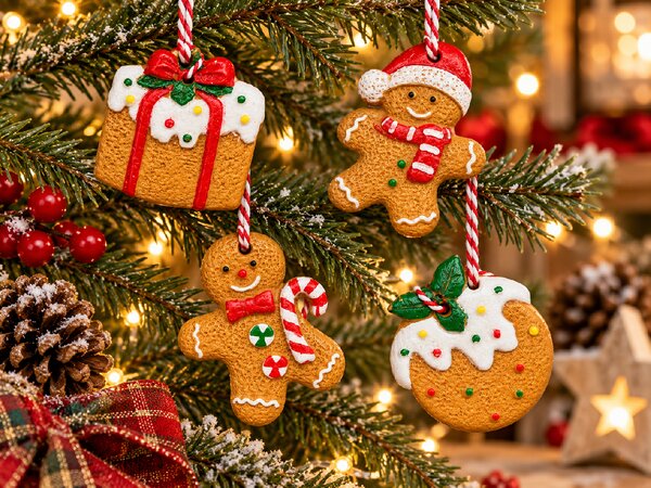 Set od 4 kom božićnih ukrasa COOKIE CHRISTMAS 6 cm