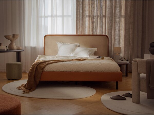 Sivo-bež tapecirani bračni krevet s podnicom 180x200 cm Aveline – Micadoni