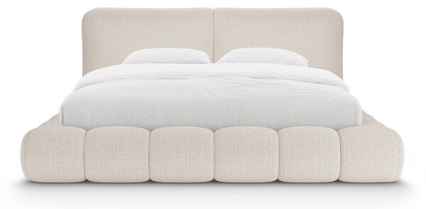 Bež tapecirani bračni krevet s prostorom za odlaganje s podnicom 180x200 cm Solange – Micadoni