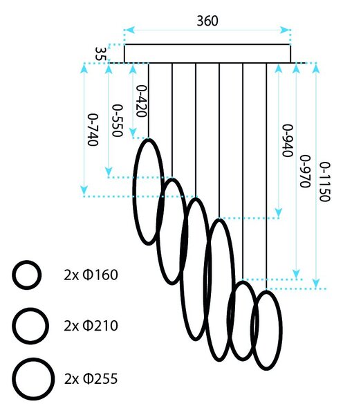 VISEĆA STROPNA LAMPA APP1921-CP BLACK