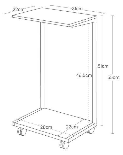 Metalni pomoćni stol 22x31 cm Tower – YAMAZAKI