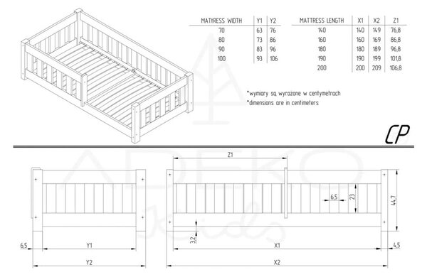 Dječji krevet od masivnog bora 140x200 cm u prirodnoj boji Mila CP – Adeko