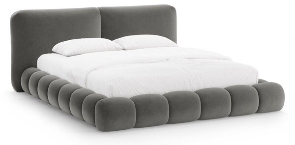 Tamno sivi tapecirani bračni krevet s prostorom za odlaganje s podnicom 180x200 cm Solange – Micadoni