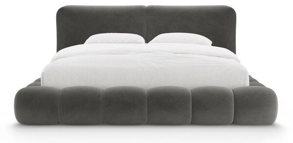 Tamno sivi tapecirani bračni krevet s prostorom za odlaganje s podnicom 180x200 cm Solange – Micadoni