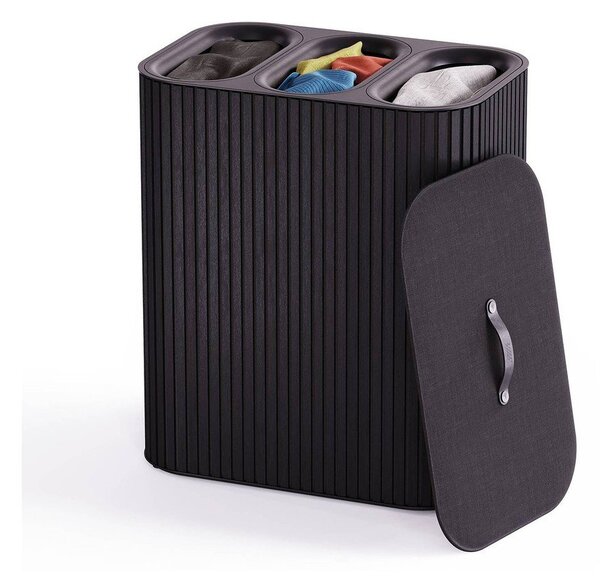 Crna bambusova košara za rublje 3x30 l Tota Trio Luxe – Joseph Joseph