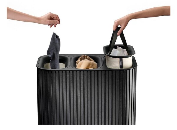 Crna bambusova košara za rublje 3x30 l Tota Trio Luxe – Joseph Joseph